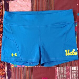 Under Armour UCLA Blue Women's Bike Shorts with Yellow Logo